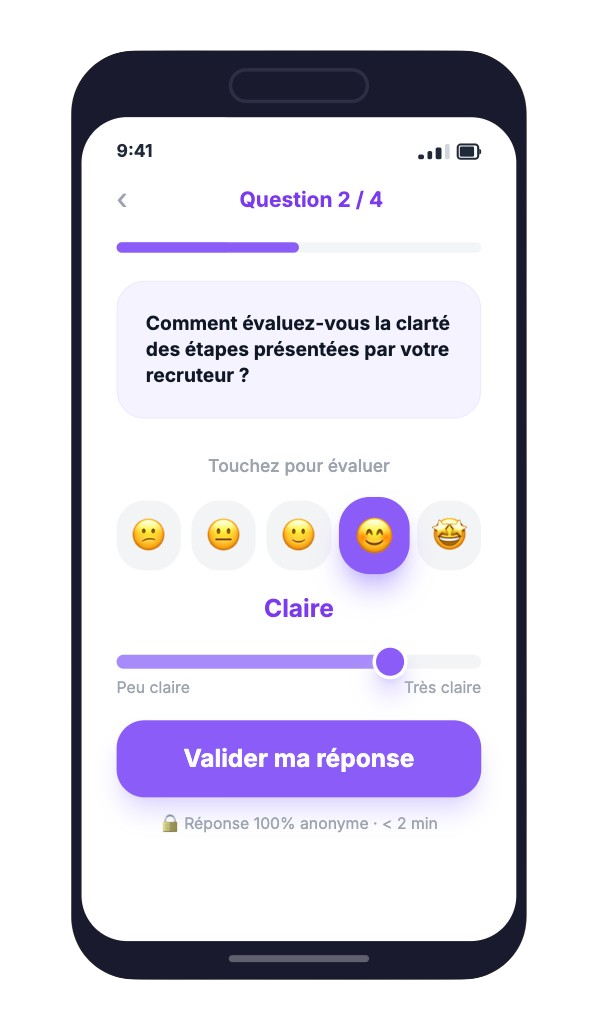 Micro-sondage expérience candidat sur mobile